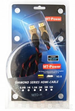 HDMI кабель MT-Power Diamond HDMI-HDMI 0.8m, v2.0 3D, UltraHD 4K 422736 фото