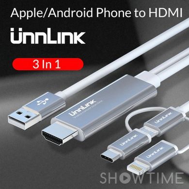 Адаптер Unnlink Apple Lightning / Micro USB / Type-C до HDMI 1.8 м (EZ Cast) 542559 фото