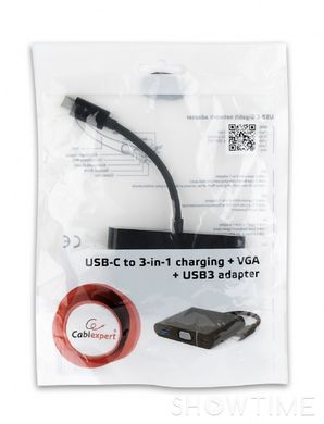 Адаптер-перехідник USB Type-C to VGA / USB 3 / Type-C живлення Cablexpert A-CM-VGA3in1-01 444434 фото