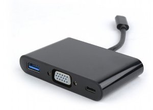 Адаптер-перехідник USB Type-C to VGA / USB 3 / Type-C живлення Cablexpert A-CM-VGA3in1-01