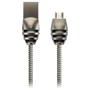 Кабель Canyon Stylish Metal Sync & Charge Micro-USB Dark Gray 1м (CNS-USBM5DG) 470391 фото
