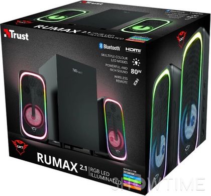 Trust GXT 635 Rumax RGB Black (23927) — Комп'ютерна акустика 2.1 2x10 Вт + 20 Вт з RGB-підсвічуванням 1-008506 фото