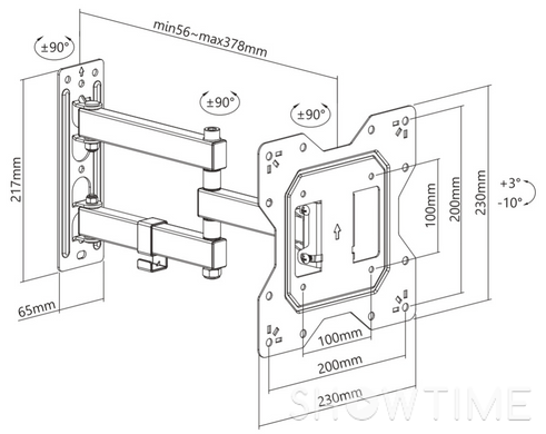 Itech LCD523B &mdash; Крепление наклонно-поворотное для ТВ 23-42" 1-008980 фото