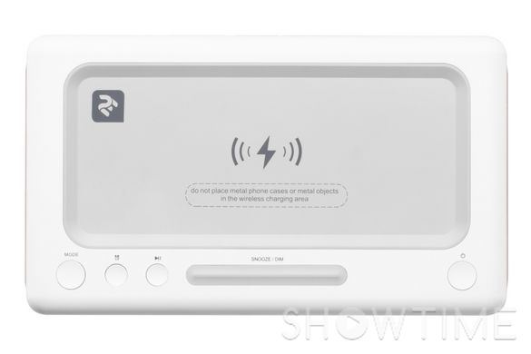 2E 2E-AS01QIWT — акустична док-станція SmartClock Wireless Charging, Alarm Clock, Bluetooth, FM, USB, AUX White 1-004888 фото