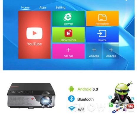 Проектор мультимедийный 3LCD FullHD 7000 лм Wi-Fi Android TouYinger RD826 Android (TD96W) 543789 фото