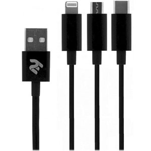 Кабель 2E USB2.0 AM/Apple Lightning/Micro-BM/Type-C Black 1.2м (2E-CCMTLAB-BL) 470592 фото