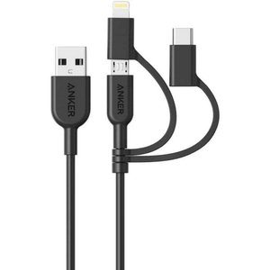 Кабель Anker Powerline II 3 in 1 USB2.0 AM/Apple Lightning/Micro-BM/Type-C 0.9м (A8436H11) 470462 фото