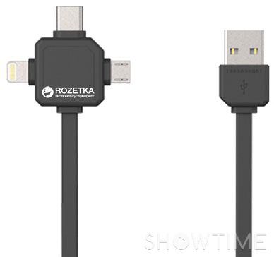 Кабель Allocacoc (3 в 1) USB type-C, Apple Lightning, Micro USB 1.5 м Сірий (9003GY/USBC15) 443739 фото