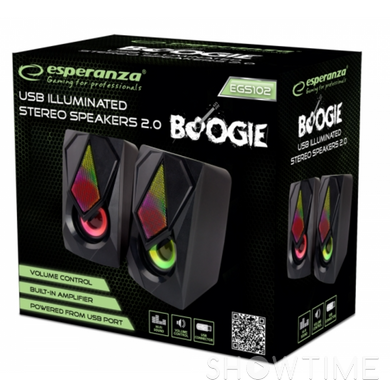 Esperanza EGS102 — Колонки Esperanza EGS102 2.0 Led Rainbow Boogie, 5 Вт, черные 1-007097 фото