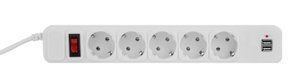 Фильтр питания ProLogix (PRS-075P5CUSB-18W) 0.75 мм медь, 5 розеток, 1.8 м, 2xUSB 3.0, белый 1-011215 фото