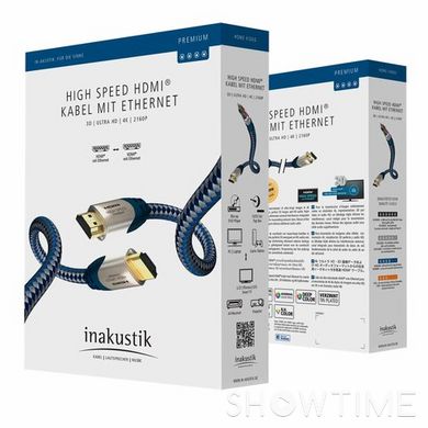 HDMI кабель Inakustik Premium High Speed HDMI Cable with Ethernet 0,75m 528103 фото