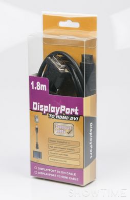 Кабель Displayport-DVI, M/M, Viewcon VC-DVI-DP-1.8m 444571 фото