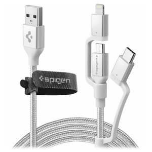 Кабель Spigen USB2.0 AM/Apple Lightning/Micro-BM/Type-C Silver 1.5м (000CB23017) 469701 фото
