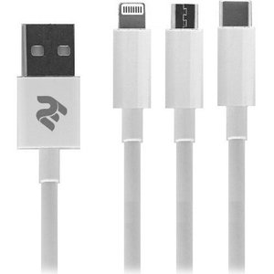 Кабель 2E USB2.0 AM/Apple Lightning/Micro-BM/Type-C White 1.2м (2E-CCMTLAB-WT) 470593 фото