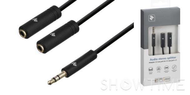 Розгалуджувач для навушників 2E Adapter 3.5 мм jack(M) x 2(F), black, 0.15m 508326 фото