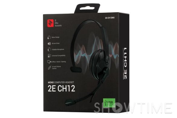 2E 2E-CH12MU — гарнітура для ПК 2E CH12 Mono On-Ear USB 1-004906 фото