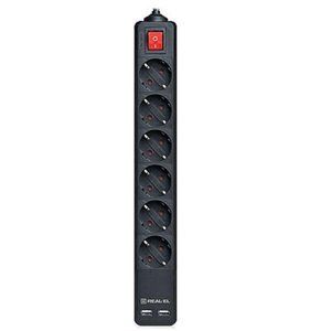 Фильтр питания Real-El RS-6 Protect USB 3m Black 1-011235 фото