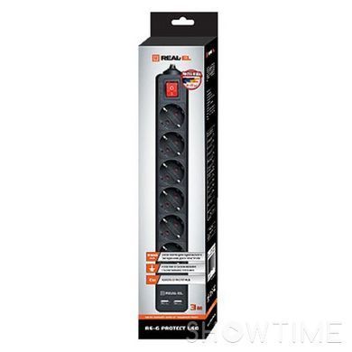 Фильтр питания Real-El RS-6 Protect USB 3m Black 1-011235 фото