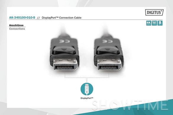 Digitus AK-340100-010-S — кабель DisplayPort (AM/AM), 1 м 1-005089 фото