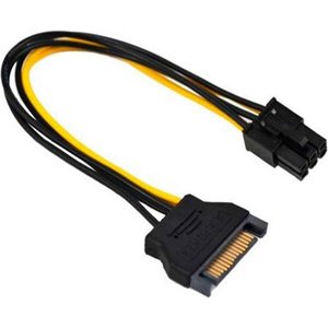 Адаптер для питания видеокарты SATA Cablexpert 15-pin - PCIe 6-pin 0.1м (SATA-6-PIN) 460936 фото