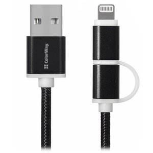 Кабель Colorway USB2.0 AM/Apple Lightning/Micro-BM 1м (CW-CBU2001-BK) 469615 фото