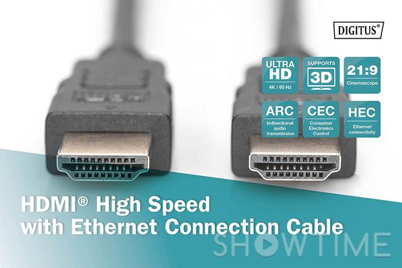 Digitus AK-330107-030-S — кабель HDMI UHD 4K, w/Ethernet, тип A M/M, 3 м 1-005075 фото