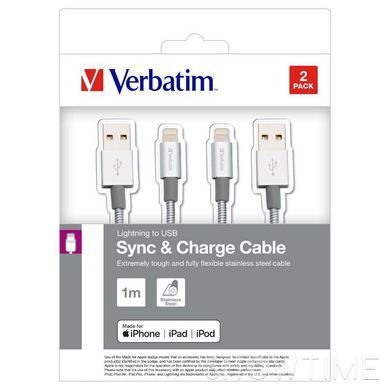 Кабель Verbatim USB2.0 AM/Apple Lightning 2 Pack 1м (48872) 469897 фото