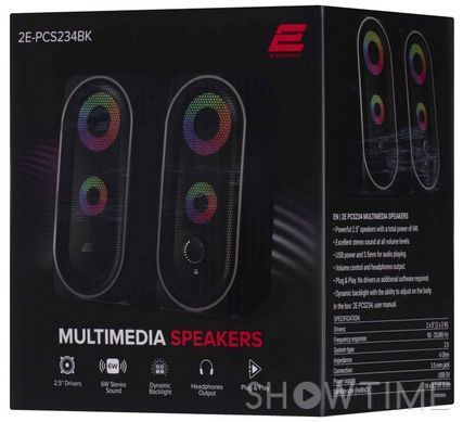 2E PCS234 RGB (2E-PCS234BK) Black &mdash; Компьютерная акустика 2.0 2x3 Вт 1-008495 фото