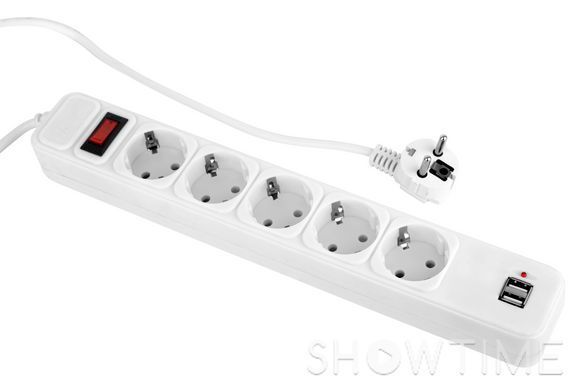 Фильтр питания ProLogix (PRS-075P5CUSB-30W) 0.75 мм медь, 5 розеток, 3 м, 2xUSB 3.0, белый 1-011216 фото