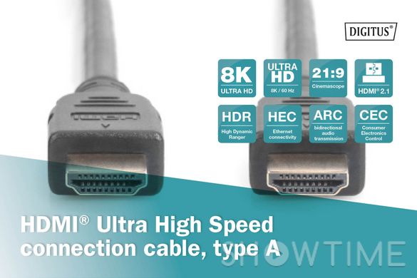 Digitus AK-330124-030-S — кабель HDMI UHD 8K, w/Ethernet, тип A M/M, 3 м 1-005096 фото