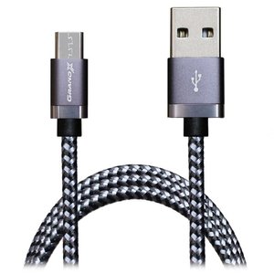 Кабель Grand-X USB2.0 Micro USB/AM Silver/Black 1м (FM07SB) 469237 фото