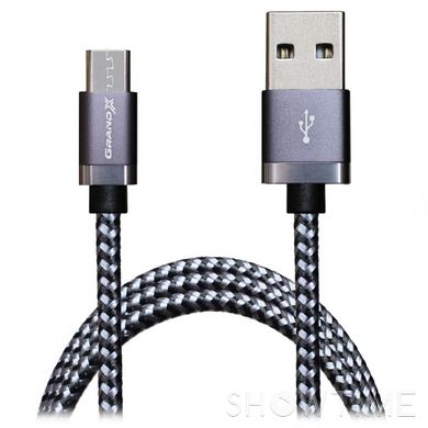 Кабель Grand-X USB2.0 Micro USB/AM Silver/Black 1м (FM07SB) 469237 фото