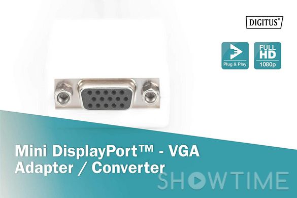 Digitus AK-340407-001-W — адаптер ASSMANN miniDisplayPort to VGA (AM/AF), 0.15 м 1-005086 фото