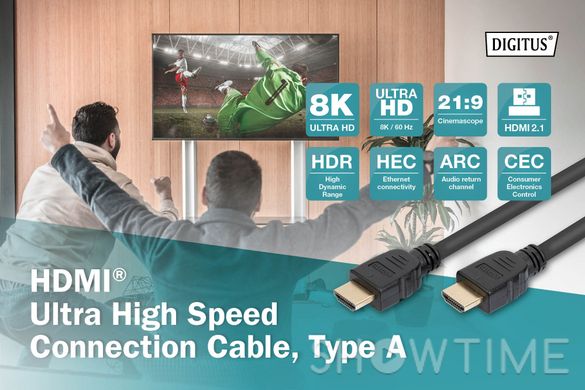 Digitus AK-330124-050-S — кабель HDMI UHD 8K, w/Ethernet, тип A M/M, 5 м 1-005103 фото
