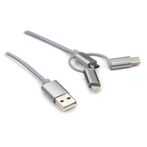 Кабель Vinga 3-in-1 USB2.0 AM/Type-C/Micro-BM/Apple Lightning 1м (CHARGE3IN1) 469622 фото