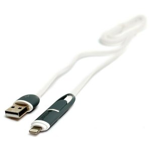 Кабель Powerplant USB2.0 AM/Apple Lightning/Micro-BM Flat White 1м (KD00AS1292) 469139 фото