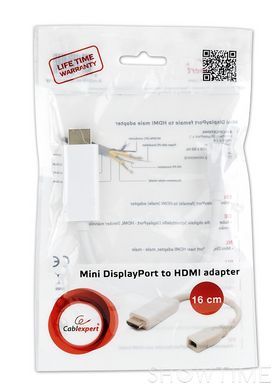 Кабель-адаптер Mini DisplayPort розетка-HDMI вилка Cablexpert A-mDPF-HDMIM-001-W 444540 фото