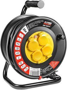Удлинитель на катушке Stark CRP 1525-P (242000001) 4 розетки, 25 м, черный 1-011249 фото