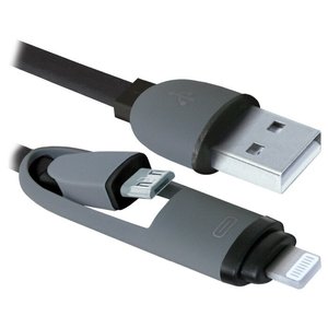 Кабель Defender 10-03BP USB2.0 AM/Apple Lightning/Micro-BM Black 1м (87488) 469523 фото