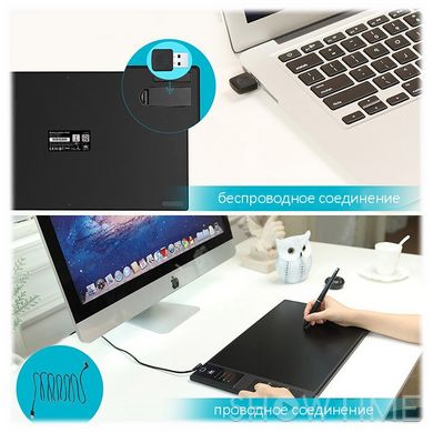 Графічний планшет Huion WH1409 V2 + Artist Glove Cura CR-01 466081 фото