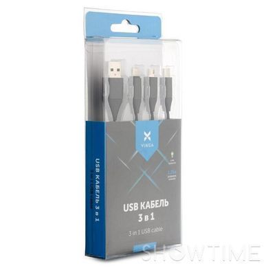 Кабель Vinga USB2.0 AM/Apple Lightning/Micro-BM Blue 1м (VRC651B) 470050 фото