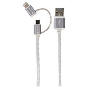 Кабель Skross USB 2-in-1 AM/Micro-BM/Apple Lightning Silver 1м (2.700241) 470116 фото