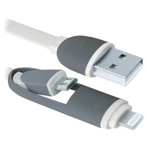 Кабель Defender 10-03BP USB2.0 AM/Apple Lightning/Micro-BM Green 1м (87489) 469525 фото