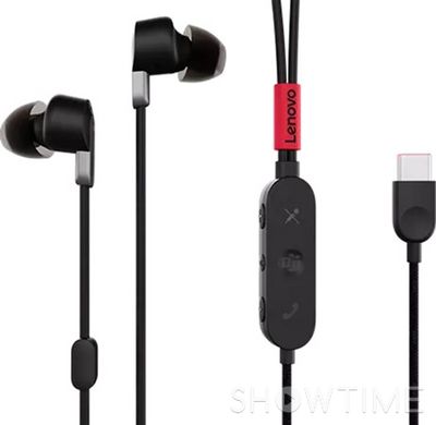 Lenovo 4XD1C99220 — Дротові навушники-вкладиші Go USB-C ANC earphone, з мікрофоном, USB Type-C, чорні 1-007218 фото