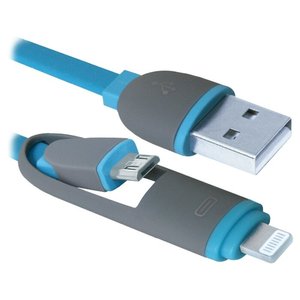 Кабель Defender 10-03BP USB2.0 AM/Apple Lightning/Micro-BM White 1м (87493) 469526 фото