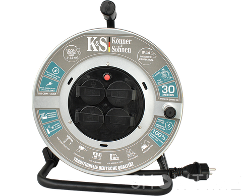 Konner&Sohnen KSCRM-30M — Удлинитель сетевой 3600Вт, 4х16А/230В, 3х2.5мм, IP44, 7.8 кг, на катушке 1-009806 фото