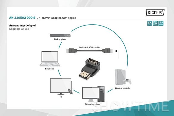 Digitus AK-330502-000-S — адаптер ASSMANN HDMI M/F right 90 1-005090 фото