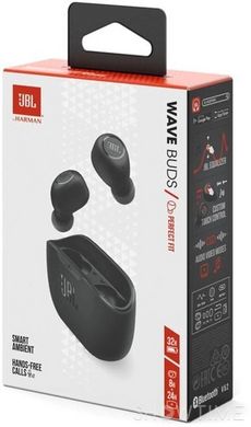 JBL Wave Buds Black (JBLWBUDSBLK) — Навушники бездротові вакуумні Bluetooth 1-007840 фото