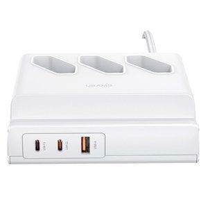 Сетевой фильтр Usams US-CC160 (CC160TC01) 3 розетки, 1 USB, 2 USB Type-C 65W, 2 м, White 1-011258 фото