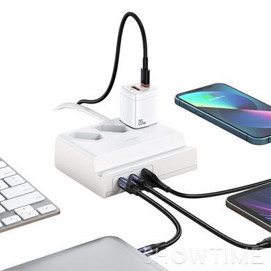 Сетевой фильтр Usams US-CC160 (CC160TC01) 3 розетки, 1 USB, 2 USB Type-C 65W, 2 м, White 1-011258 фото